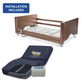 Alerta Lomond Bariatric Low Walnut Profiling Bed and Very High Risk Mattress Bundle